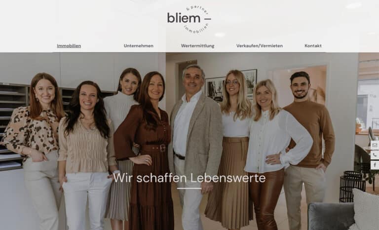 Bliem Website's Homepage
